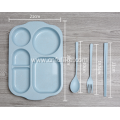 4-Pieces Wheat Straw Plastic Dinnerware Set